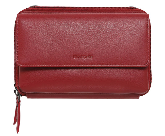 Ladies Leather Cross Body/Wallet Bag 7319 Red