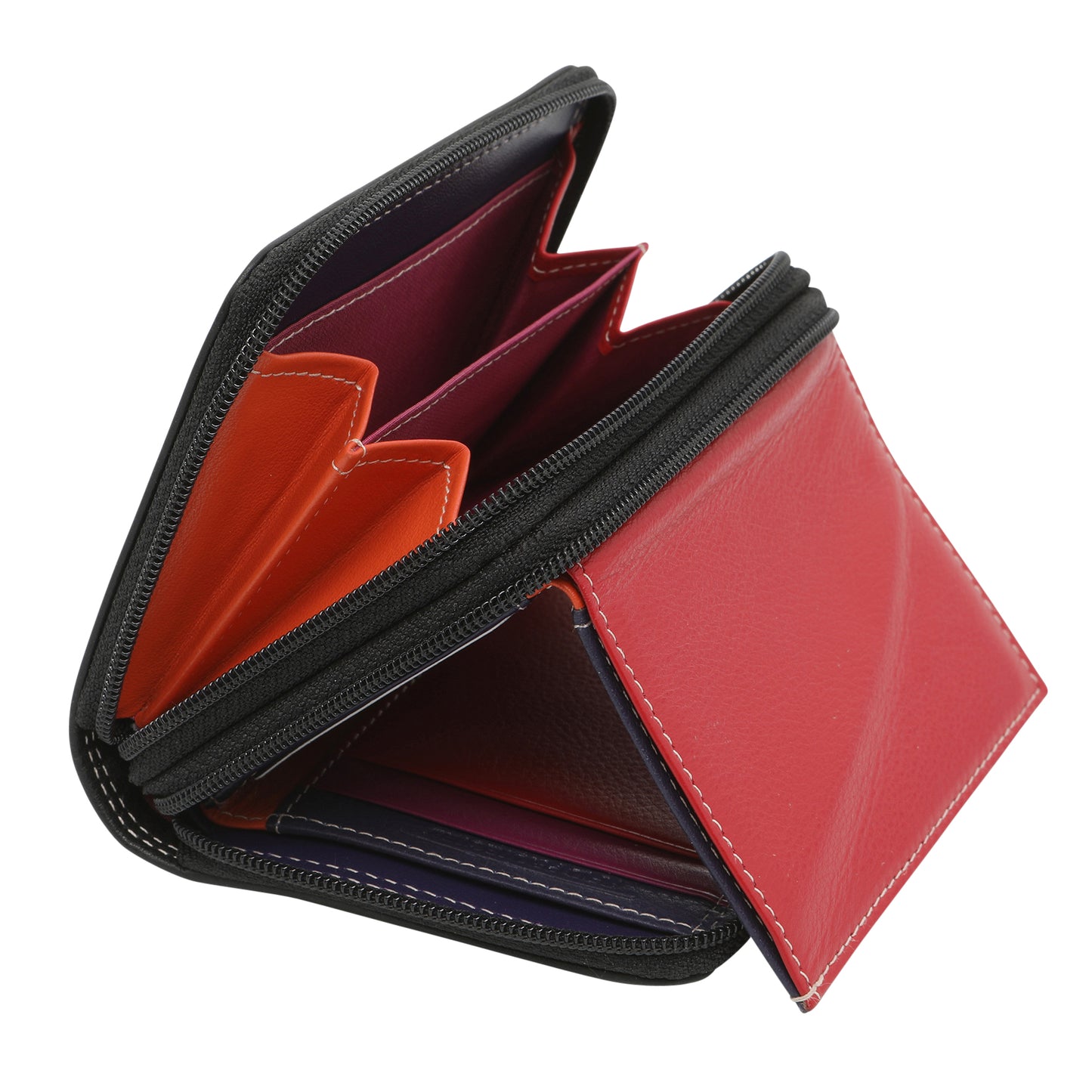 Leather Black & Multi Coloured Wallet 7326