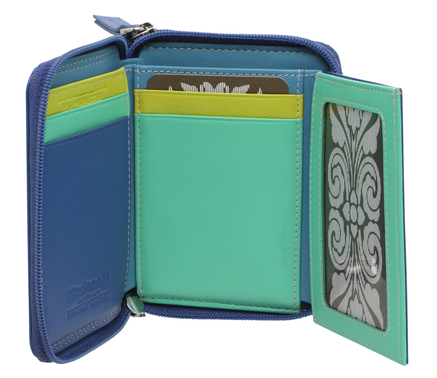 Leather Cobalt & Multi Coloured Wallet 7326