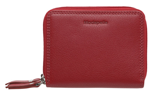 Leather Red & Multi Coloured Wallet 7326