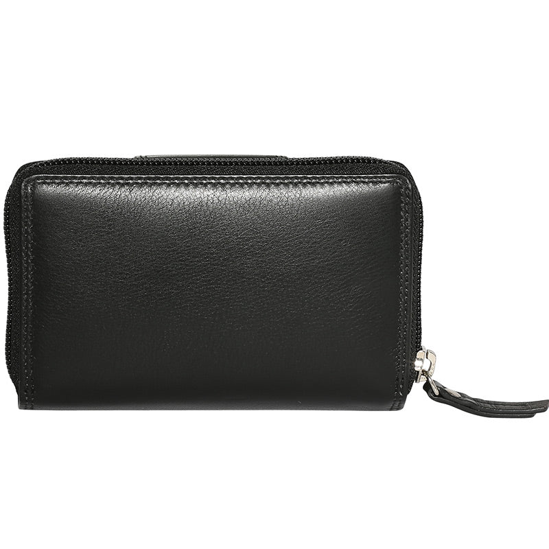 Leather Black & Multi Coloured Wallet 7328BMU