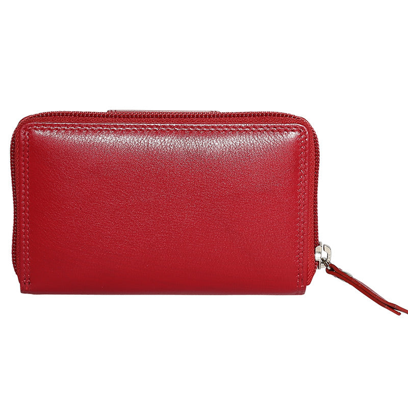 Leather Red & Multi Coloured Wallet 7328RMU