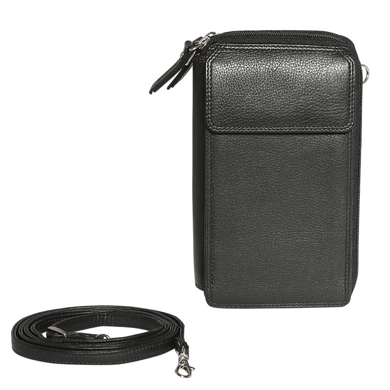 Leather 2018 Winter Black & Multi Coloured Wallet 7330BMU