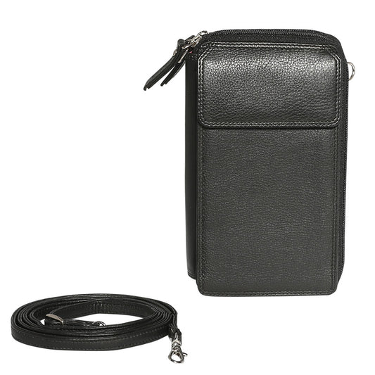Leather 2018 Winter Black & Multi Coloured Wallet 7330BMU