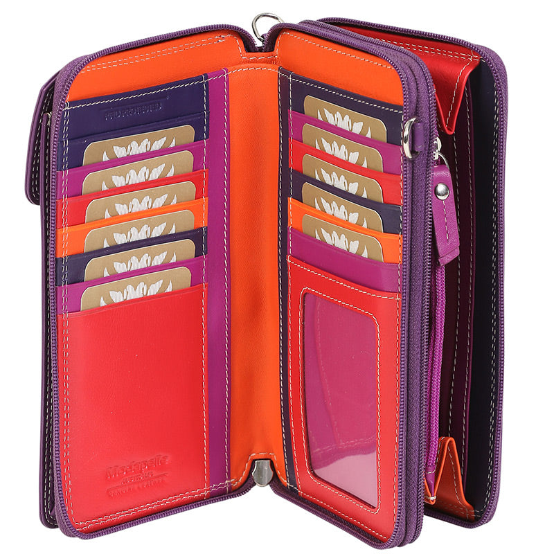 Leather Winter Purple & Multi Coloured Wallet 7330
