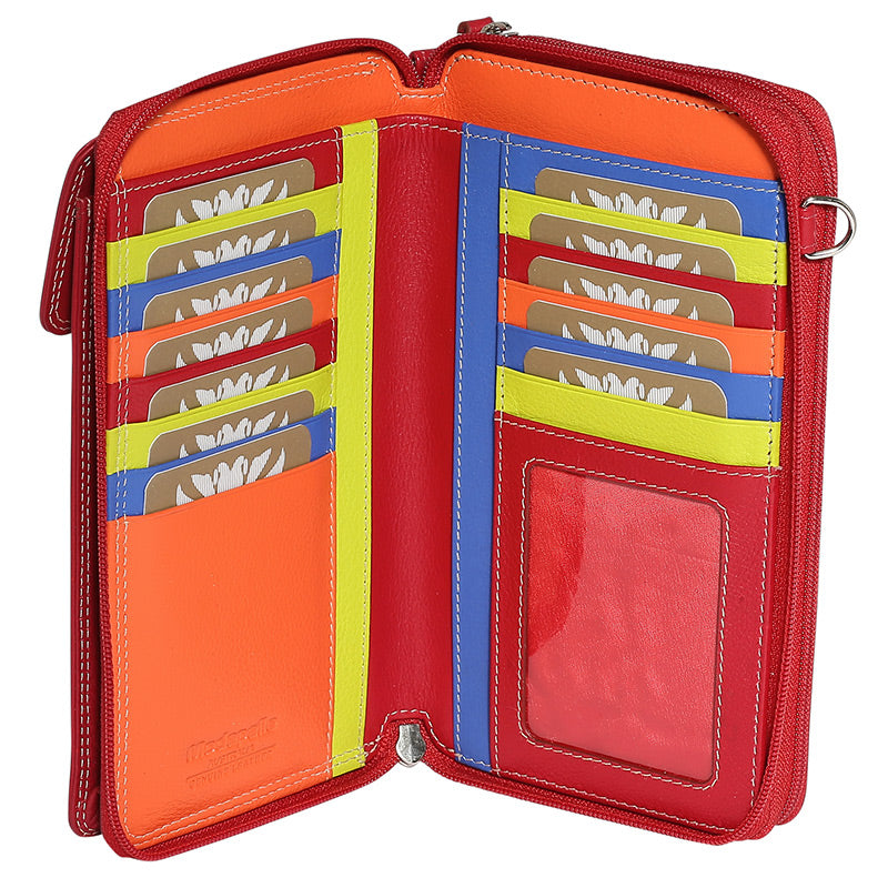 Leather 2018 Winter Red & Multi Coloured Wallet 7330RMU