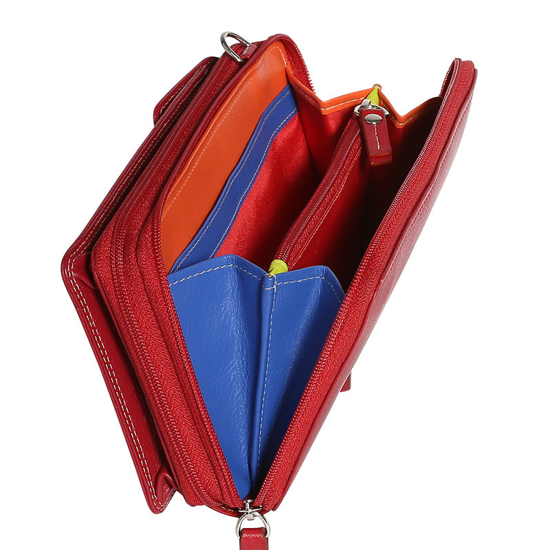 Leather 2018 Winter Red & Multi Coloured Wallet 7330RMU