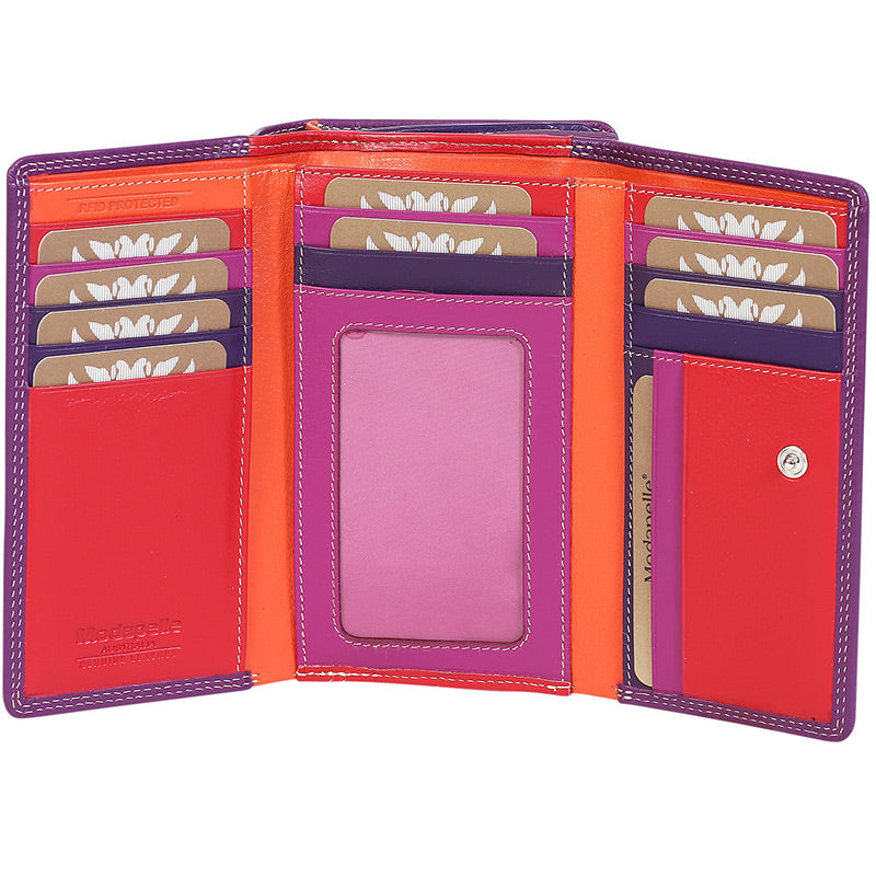Leather 2018 Winter Purple & Multi Coloured Wallet 7332PMU