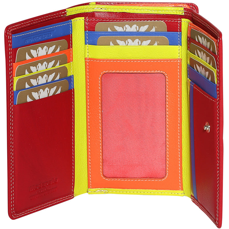Leather 2018 Winter Red & Multi Coloured Wallet 7332RMU