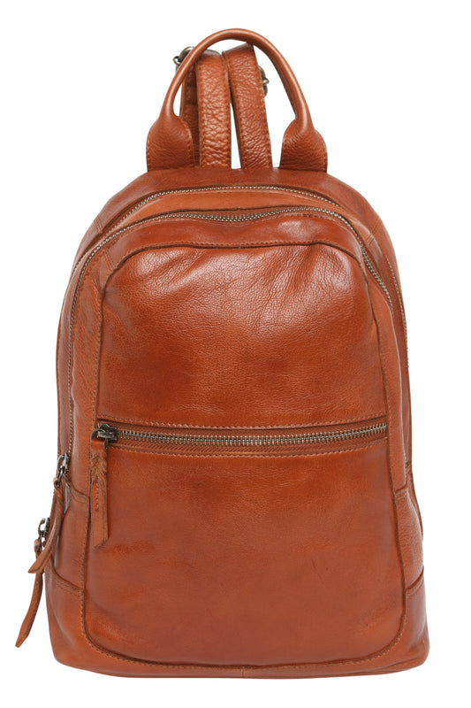 Ladies Leather Backpack - New Arrivals 7632 Tan