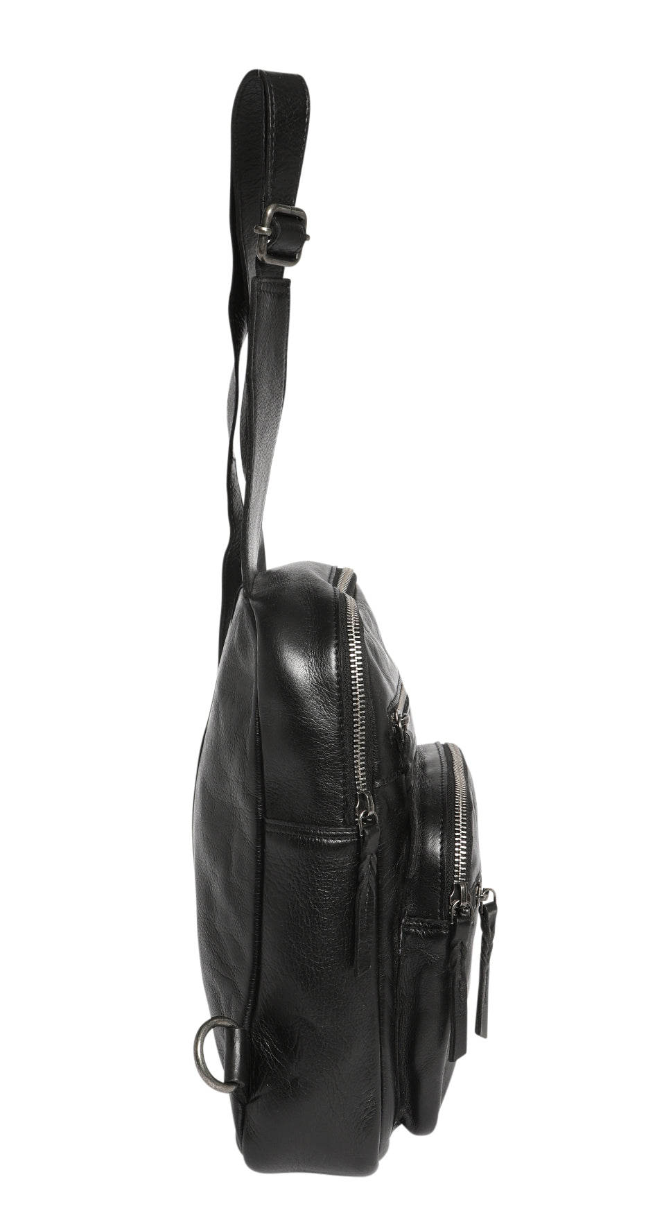 Ladies Leather Cross Body Sling Bag 7638 Black