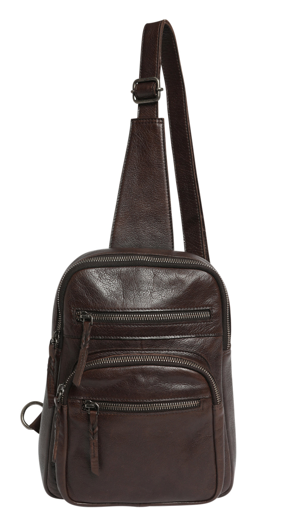 Ladies Leather Cross Body Sling Bag 7638 Coffee
