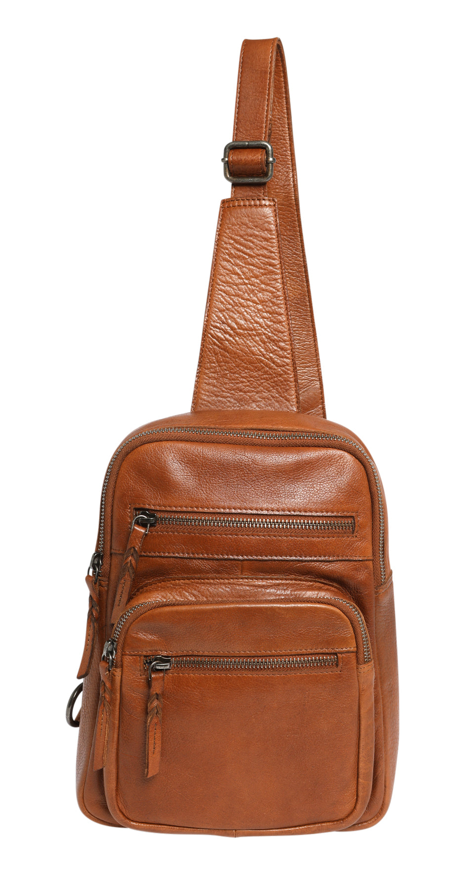 Ladies Leather Cross Body Sling Bag 7638 Tan