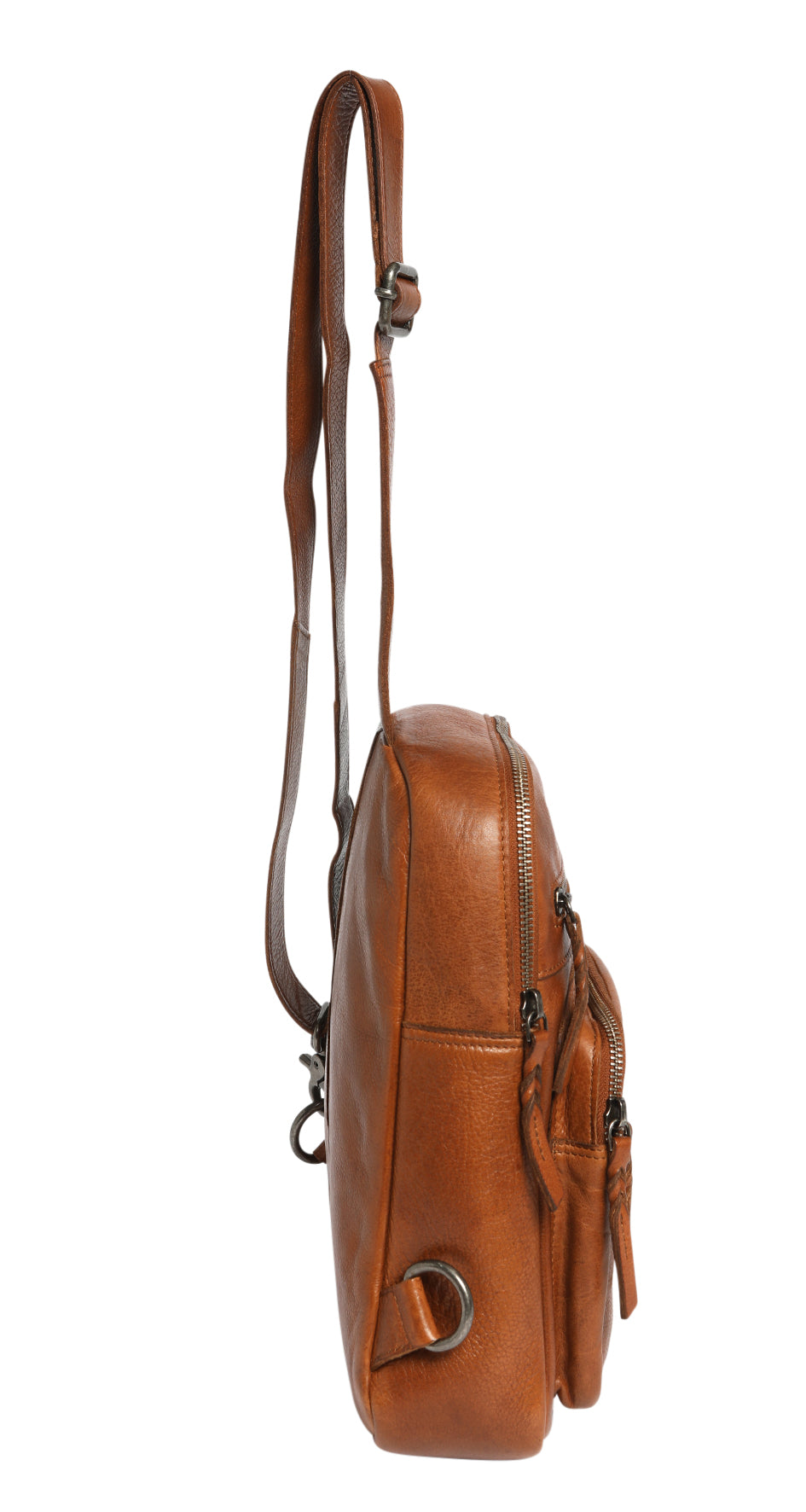 Ladies Leather Cross Body Sling Bag 7638 Tan
