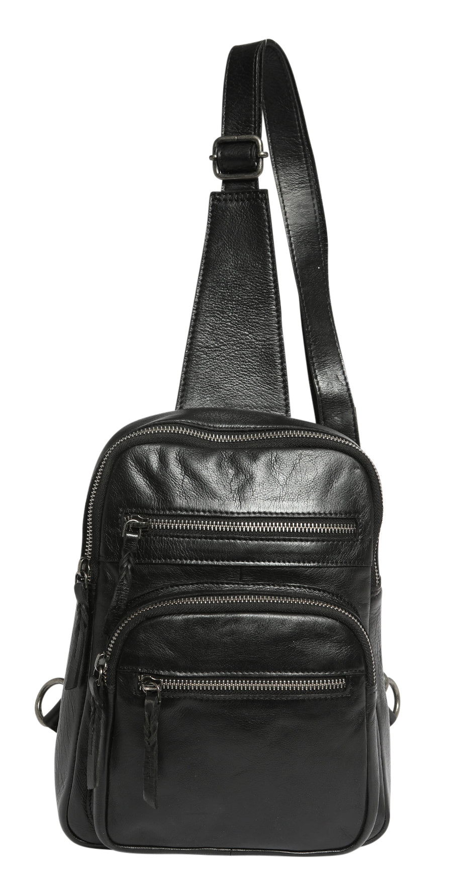 Ladies Leather Cross Body Sling Bag 7638 Black
