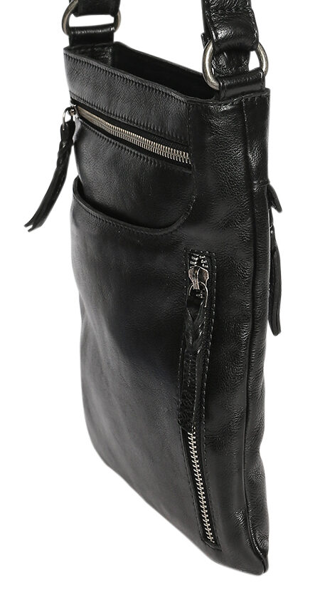 Ladies Leather Shoulder/Cross Body Bag 7688 Black