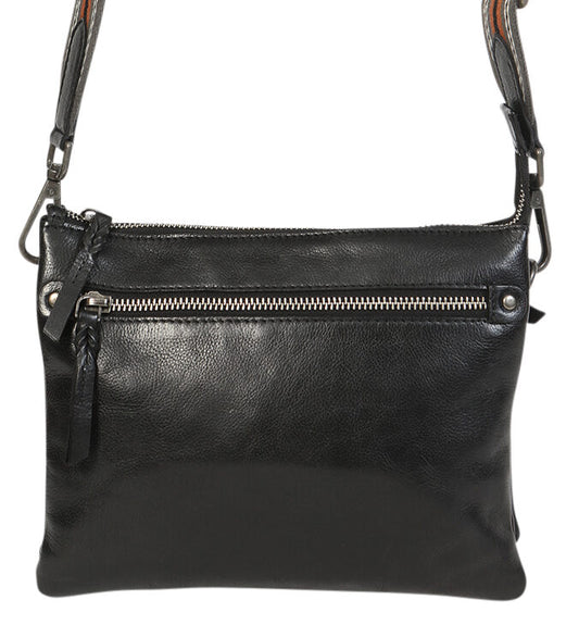 Ladies Leather Shoulder/Cross Body Bag 7698 Black