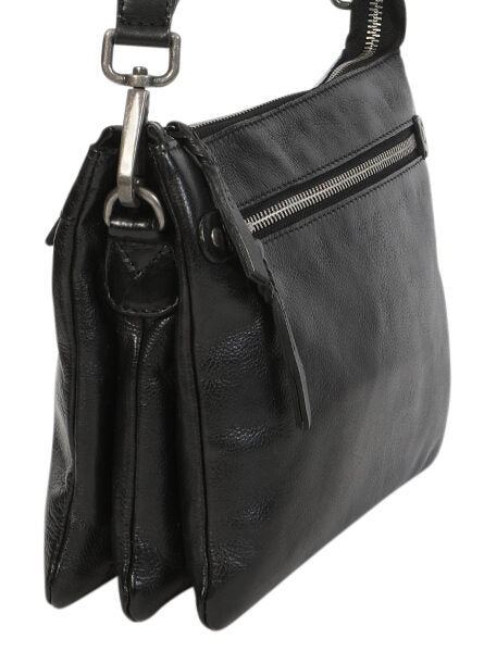 Ladies Leather Shoulder/Cross Body Bag 7698 Black