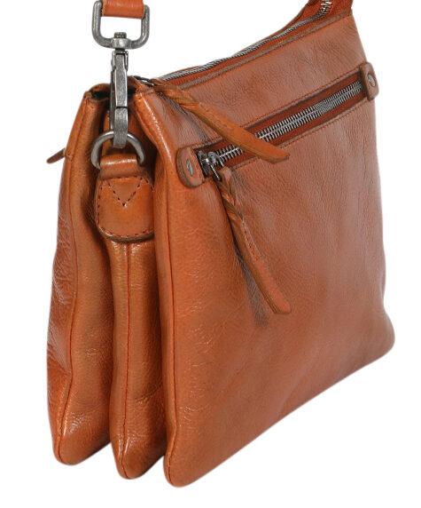 Ladies Leather Shoulder/Cross Body Bag 7698 Orange
