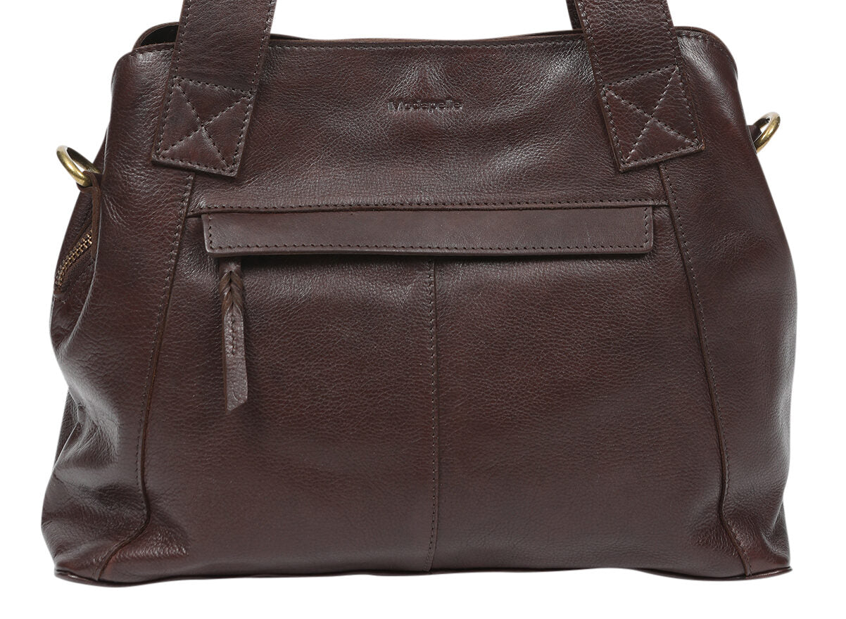 Ladies Leather Tote Bag/Cross Body - New Arrivals 7866 Brown
