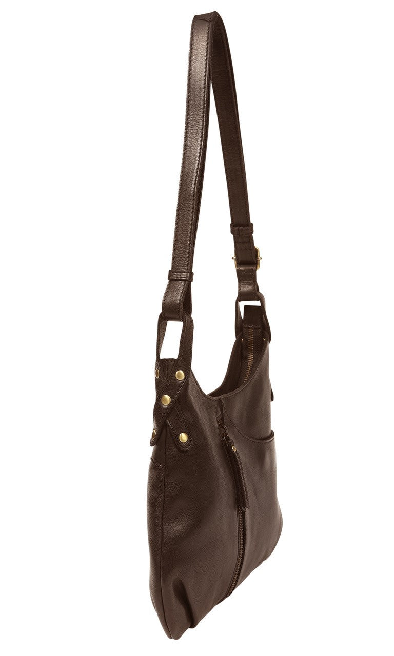 Ladies Leather Shoulder/Cross Body Style 7883 Brown