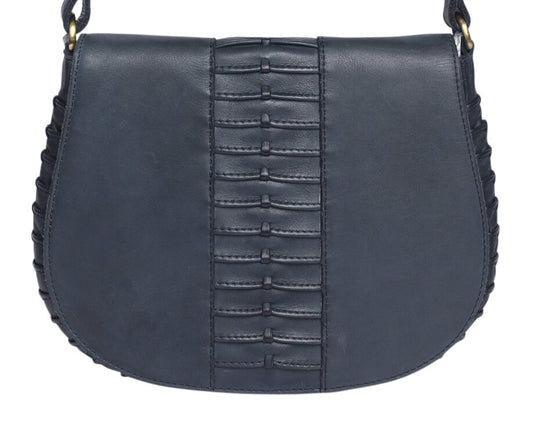 Ladies Leather Cross Body Bag Style 7888 Navy