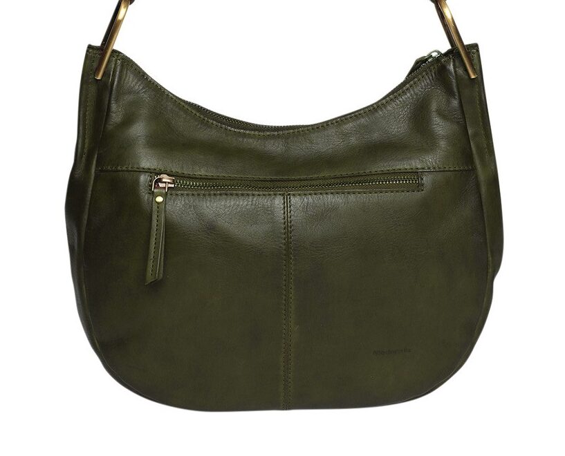 Ladies Leather Shoulder Bag/Hobo Style 7889 Olive
