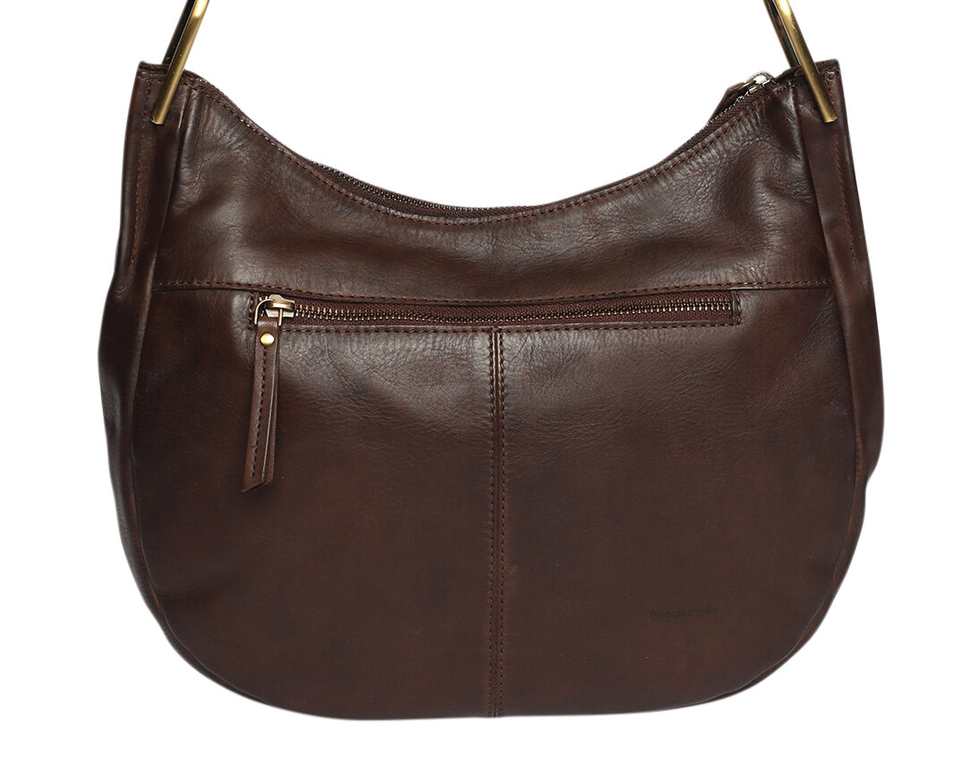 Ladies Leather Shoulder Bag/Hobo Style 7889 Brown