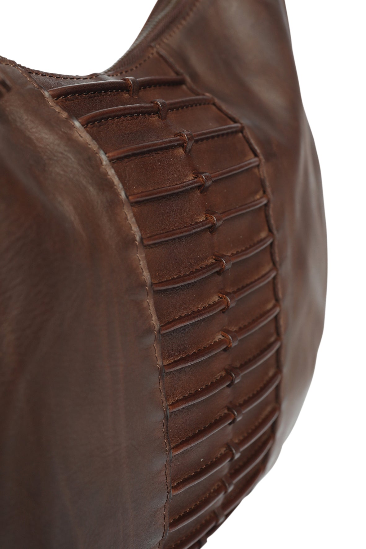 Ladies Leather Shoulder Bag/Hobo Style 7889 Brown