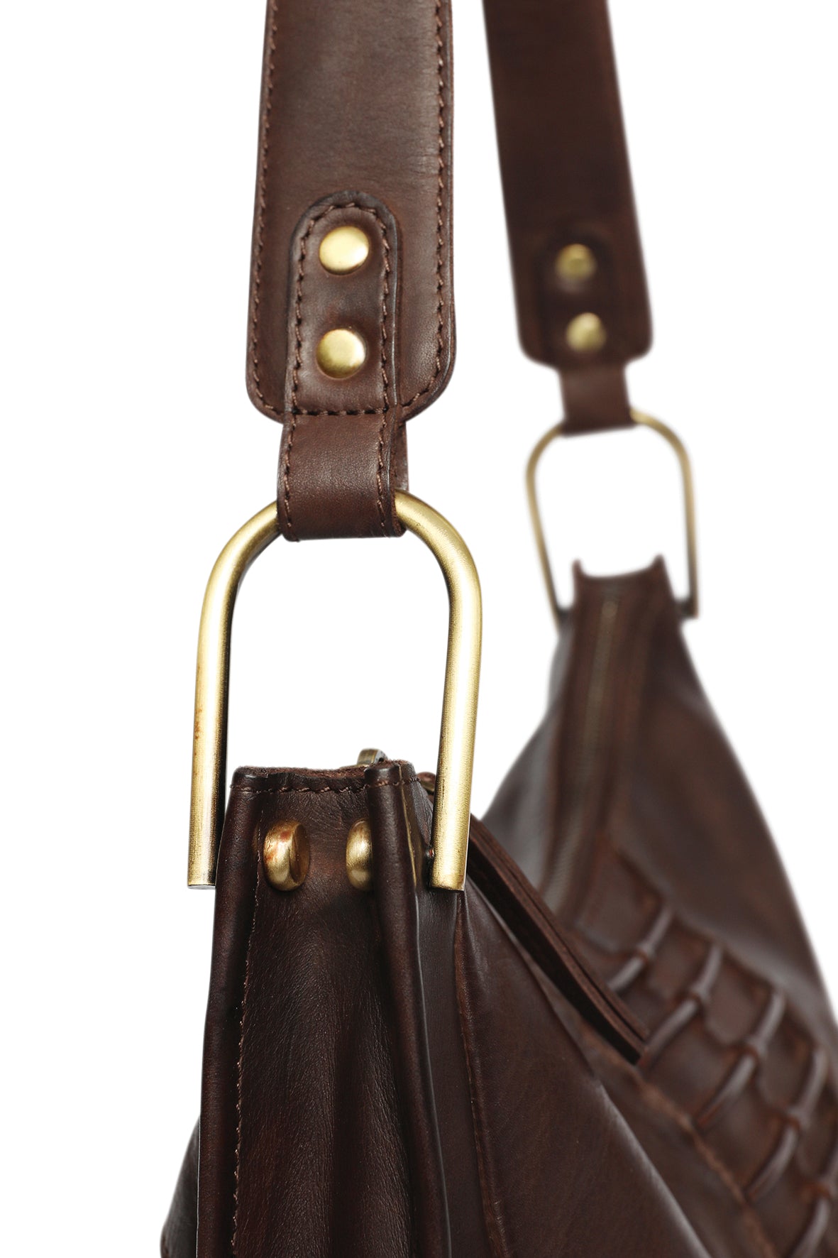 Ladies Leather Shoulder Bag/Hobo Style 7889 Brown