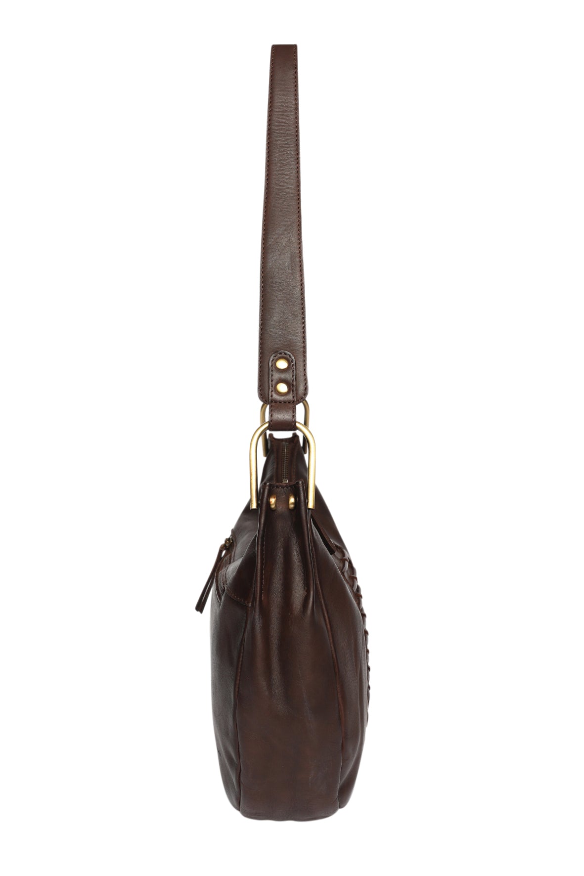 Ladies Leather Shoulder Bag/Hobo Style 7889 Brown