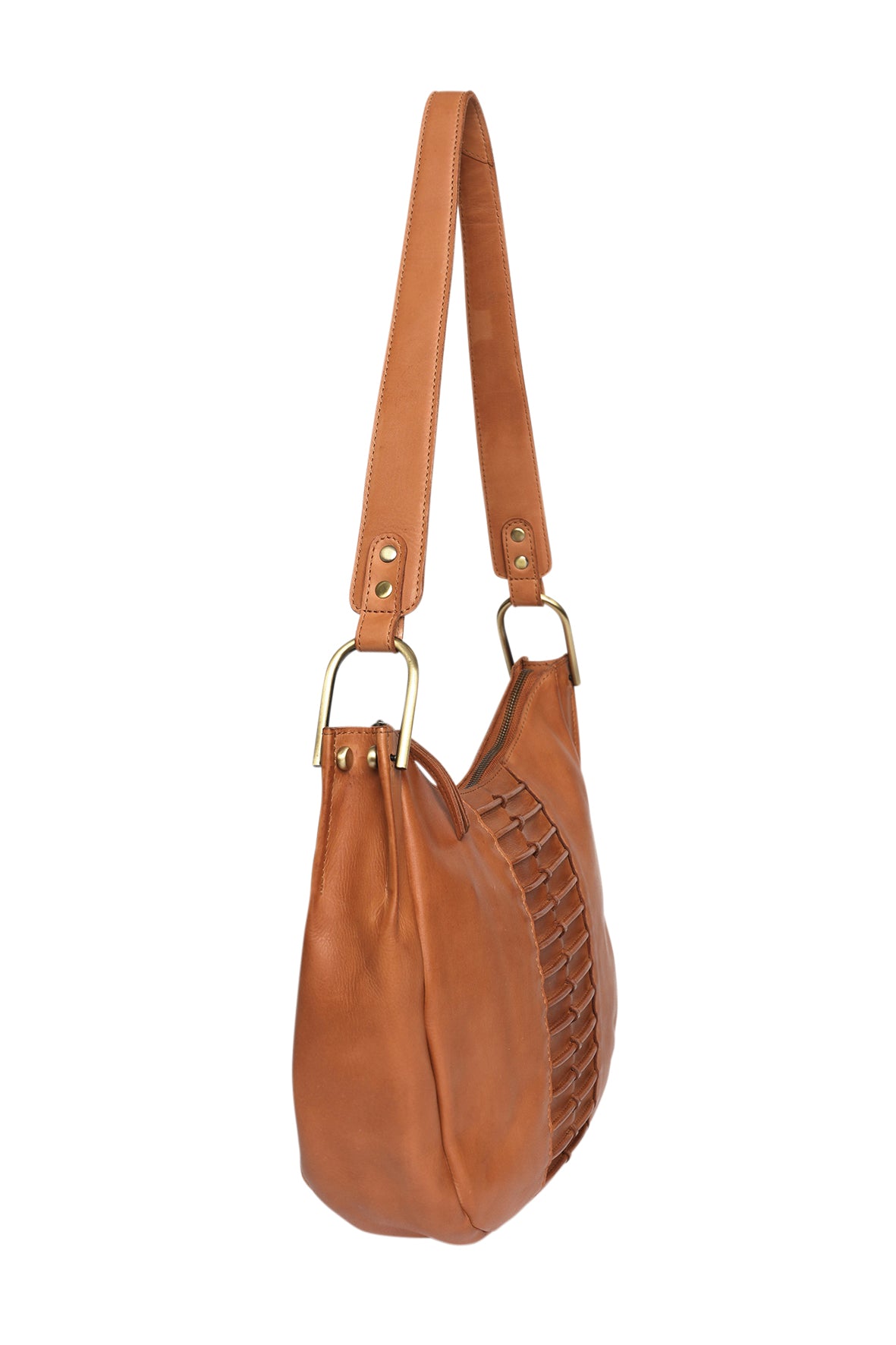 Ladies Leather Shoulder Bag/Hobo Style 7889 Tan
