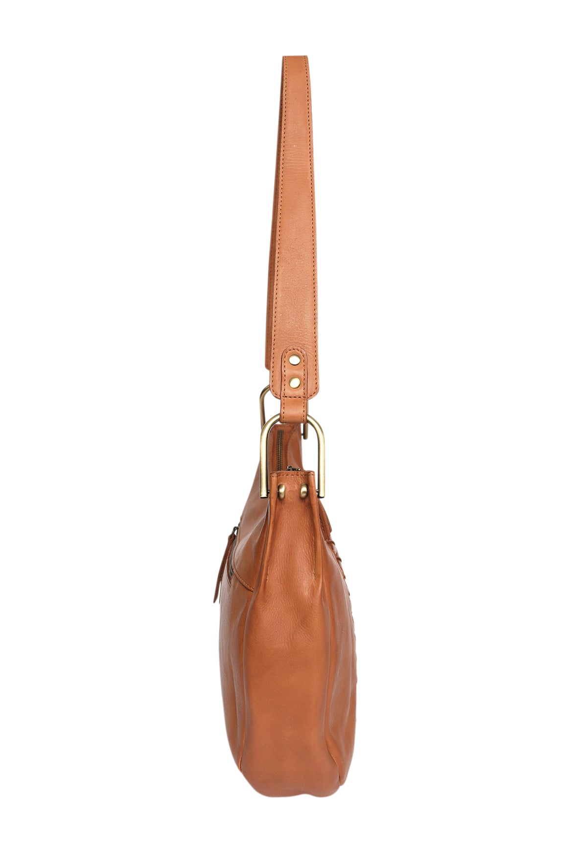 Ladies Leather Shoulder Bag/Hobo Style 7889 Tan