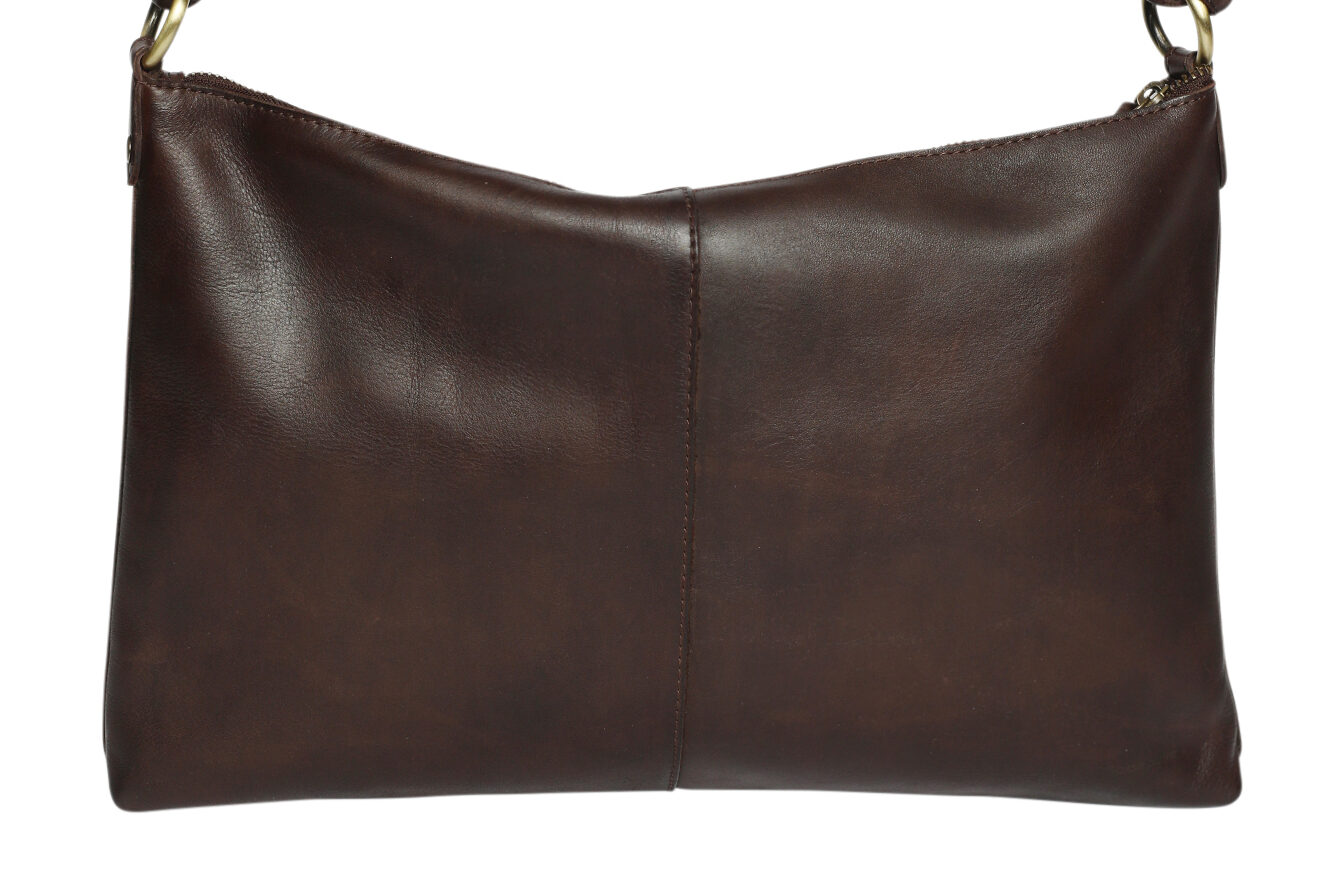 Ladies Leather Shoulder Bag/Hobo Style 7891 Brown