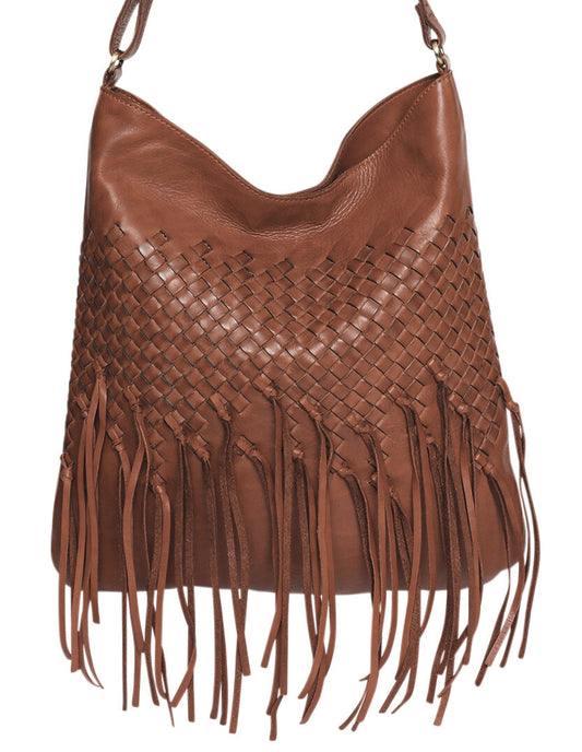 Ladies Leather Shoulder/Cross Body Style 7897 Cognac