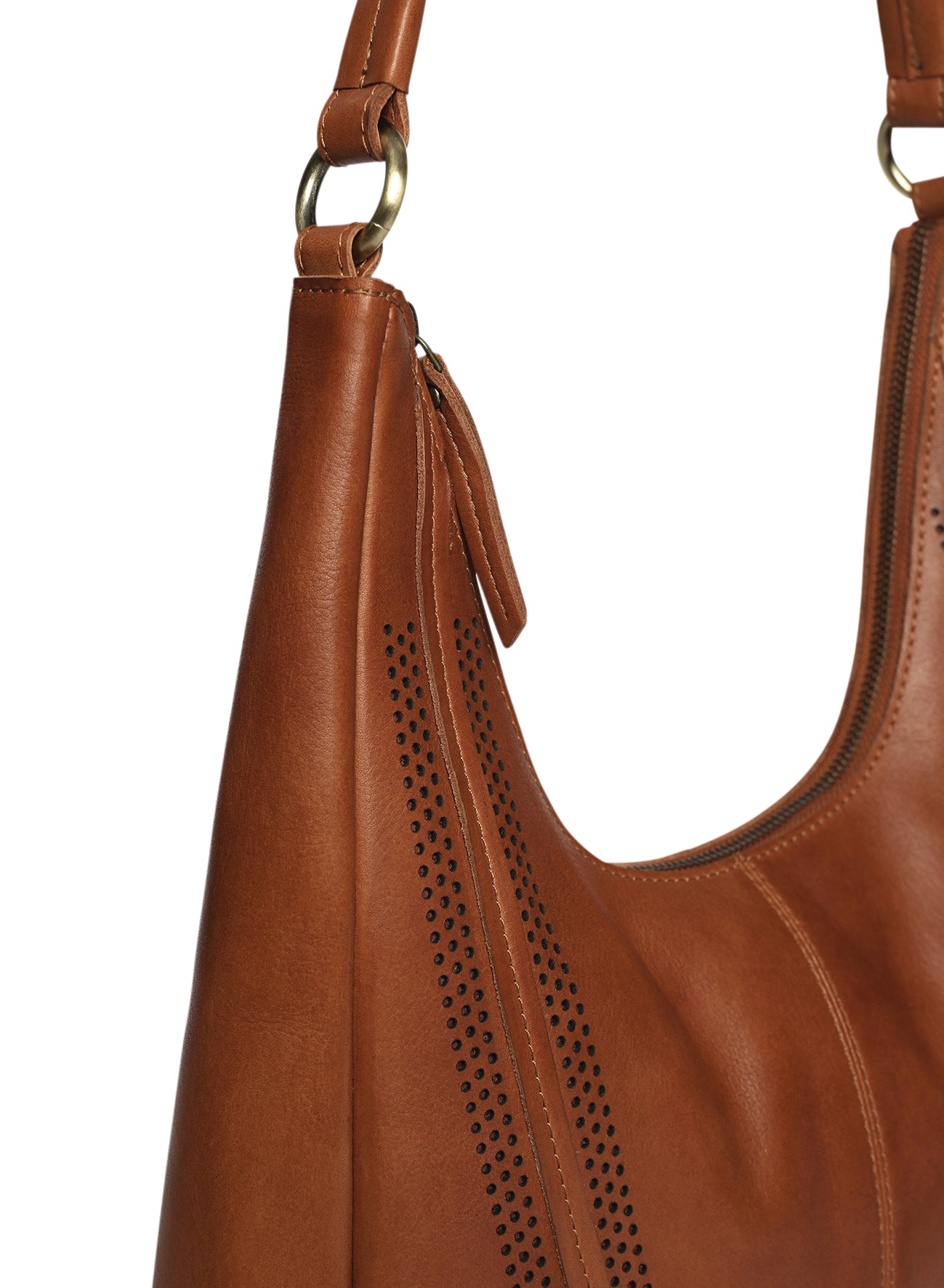 Ladies Leather Shoulder Bag/Hobo Style 7898 Tan