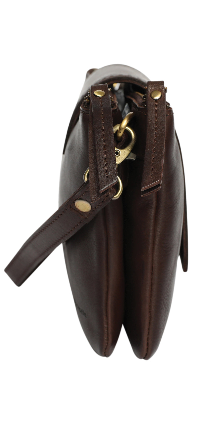 Ladies Leather Wristlet and Leather Cross Body Style 7899 Brown