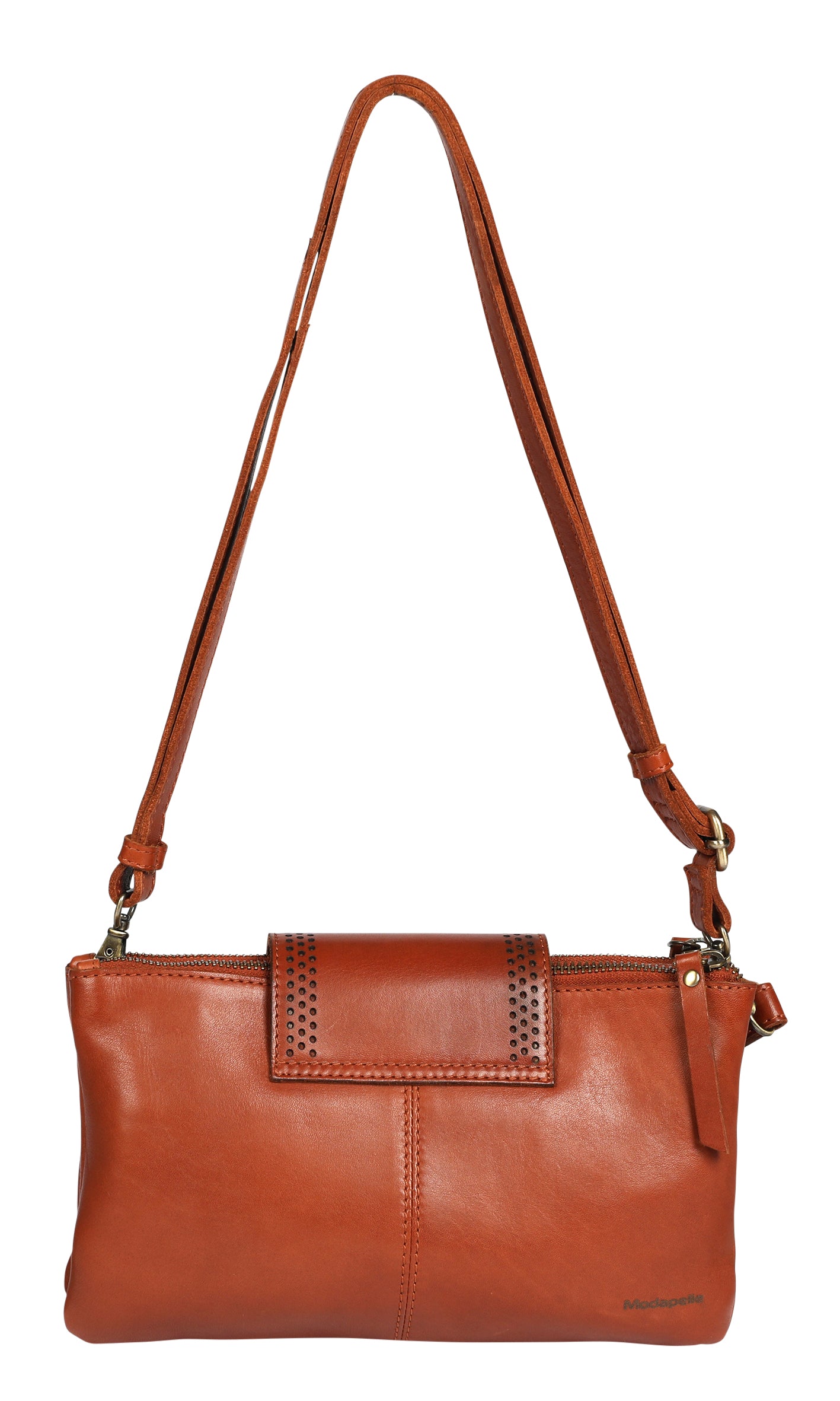 Ladies Leather Wristlet and Leather Cross Body Style 7899 Cognac