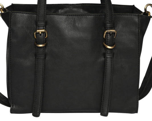 Ladies Leather Cross Body Bag Style 7908 Black