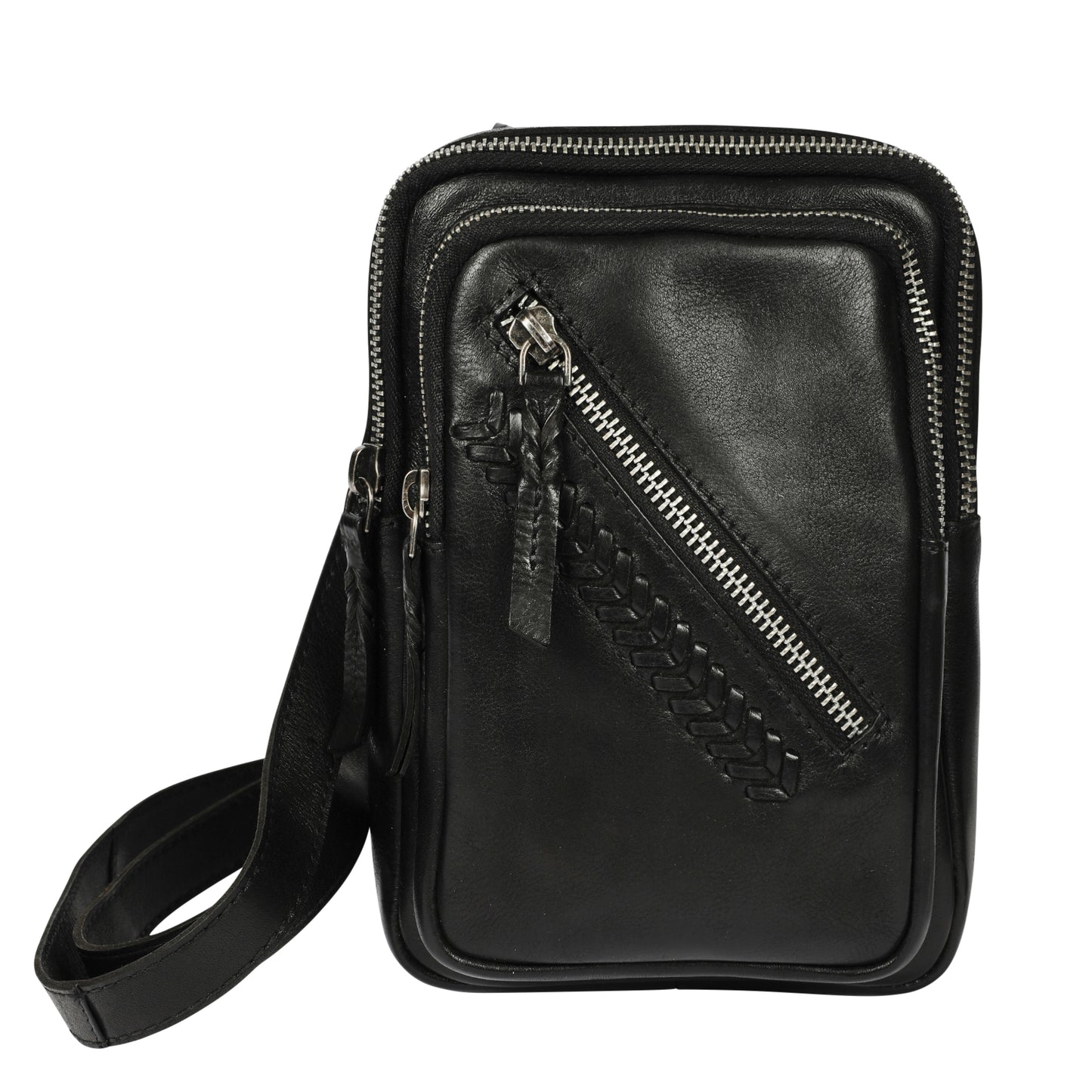 Ladies Leather Cross Body Bag Style 7936 Black
