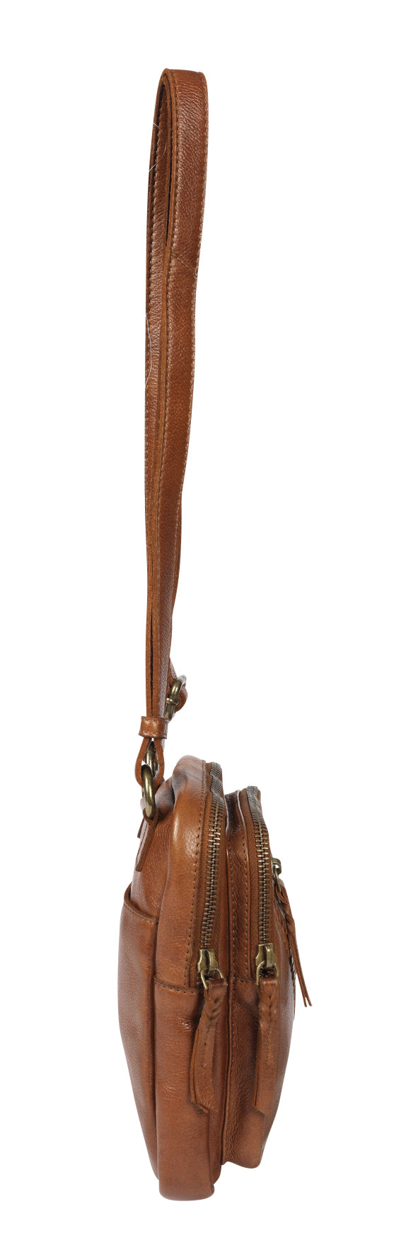 Ladies Leather Cross Body Bag Style 7936 Tan