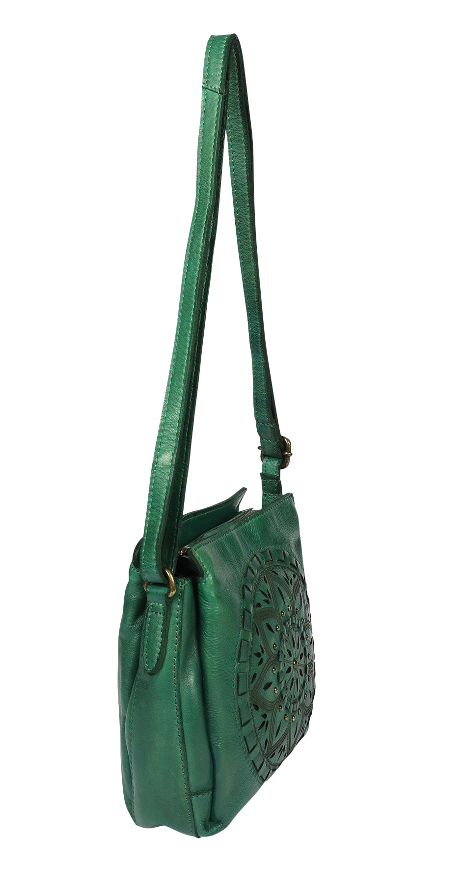 Ladies Leather Shoulder/Cross Body Style 7943 Green