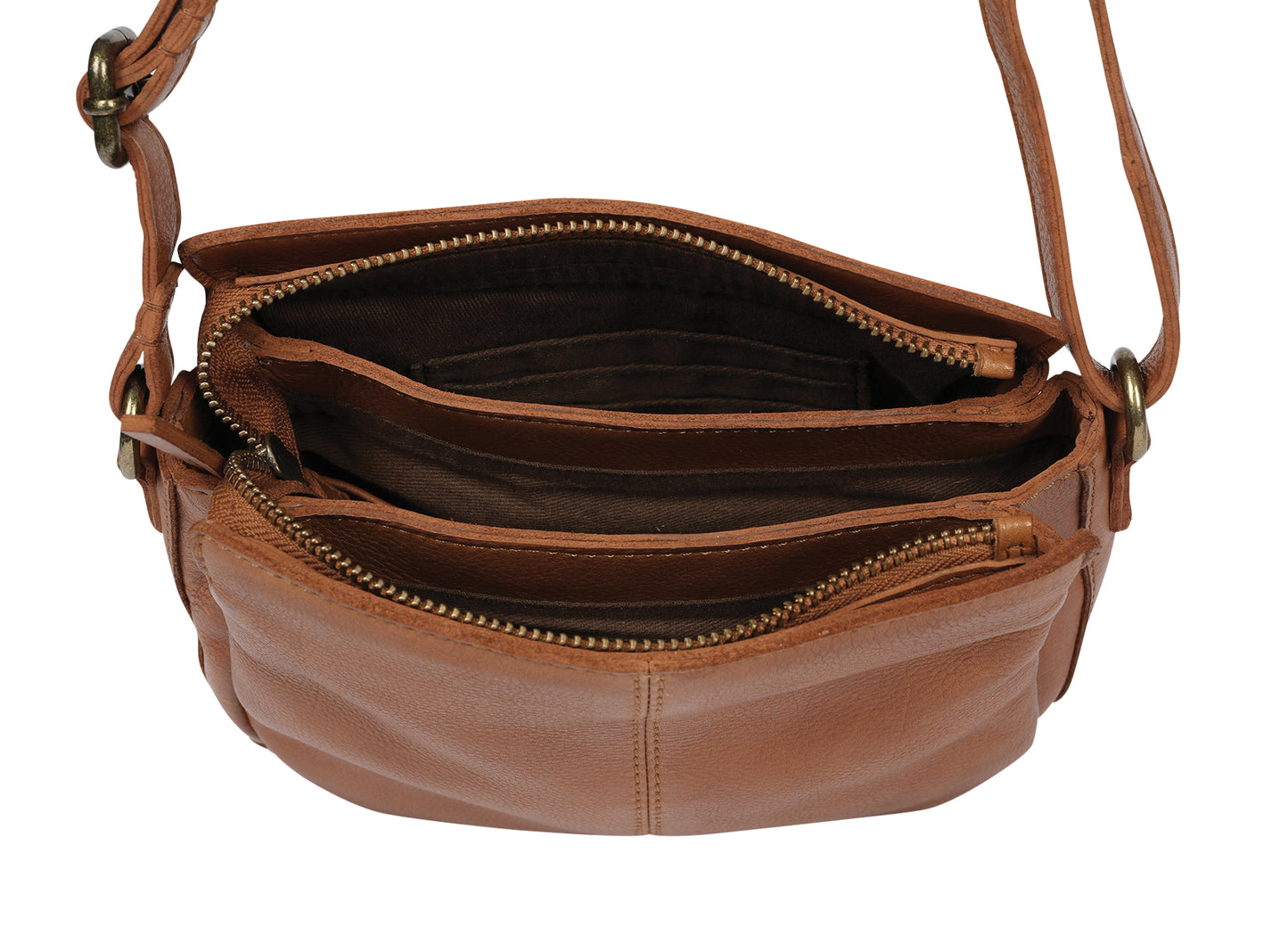 Ladies Leather Shoulder/Cross Body Style 7943 Tan