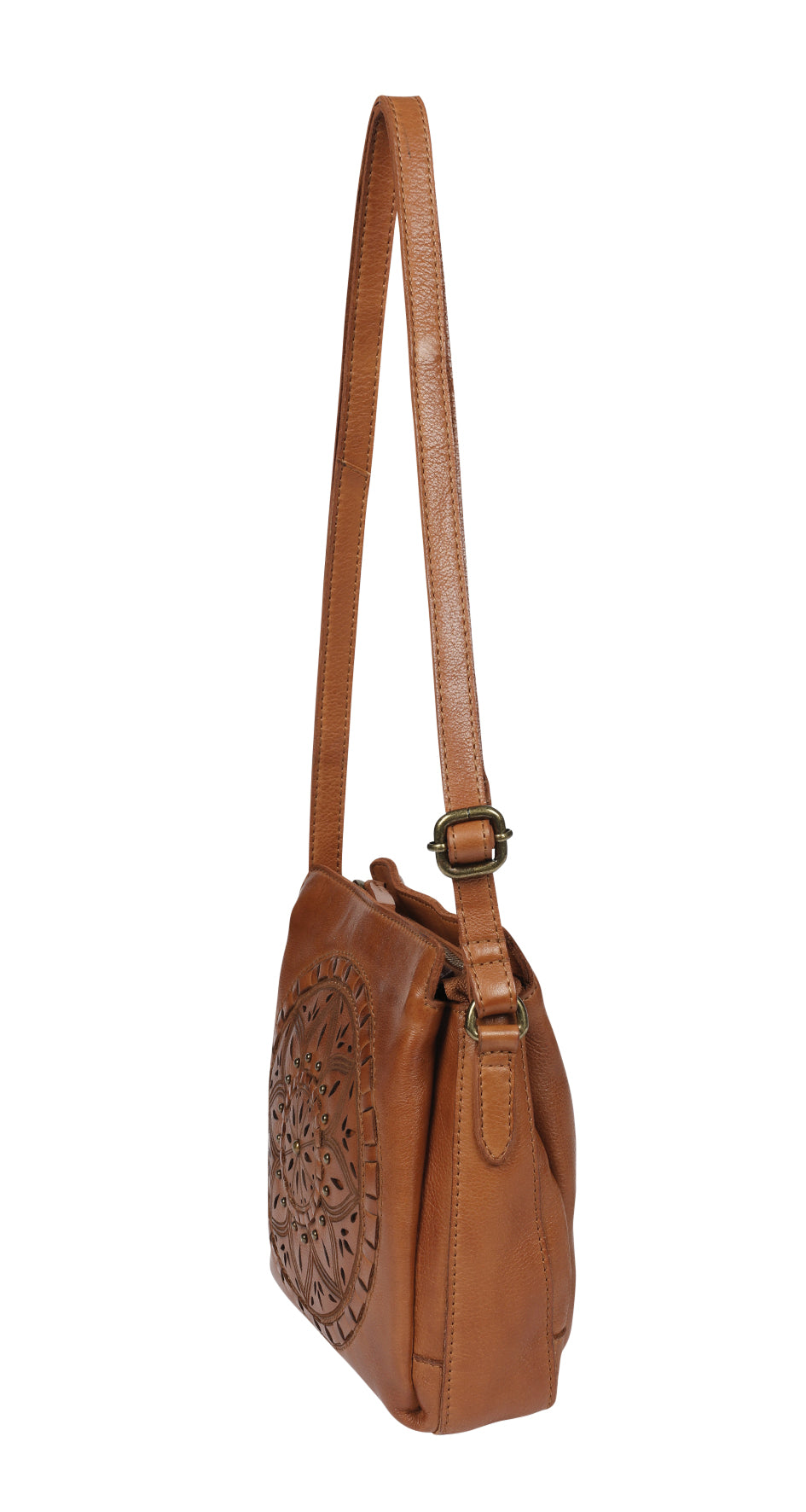 Ladies Leather Shoulder/Cross Body Style 7943 Tan
