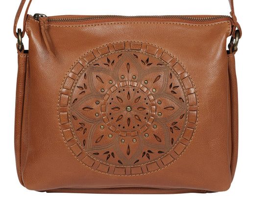 Ladies Leather Shoulder/Cross Body Style 7944 Tan