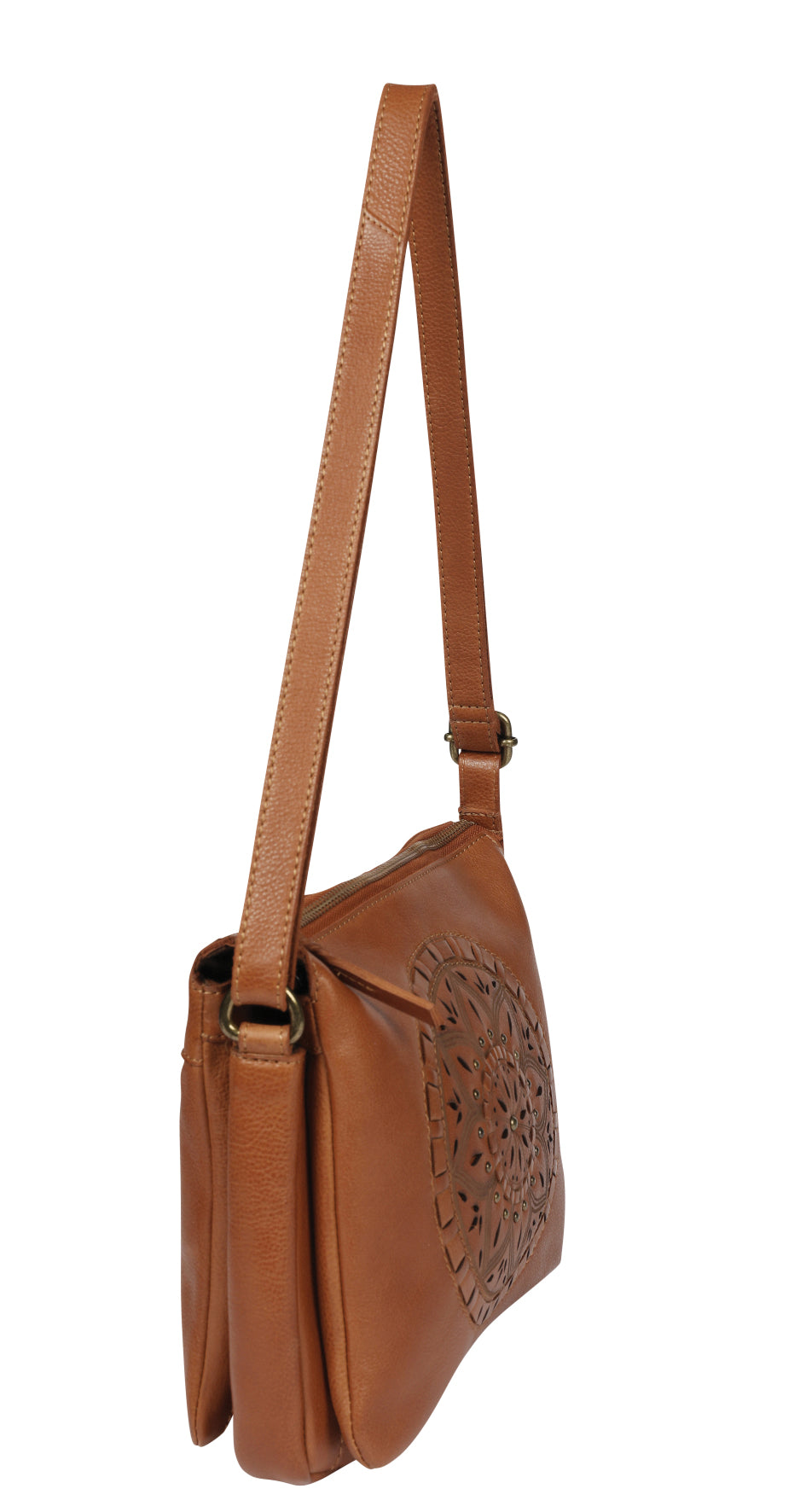 Ladies Leather Shoulder/Cross Body Style 7944 Tan