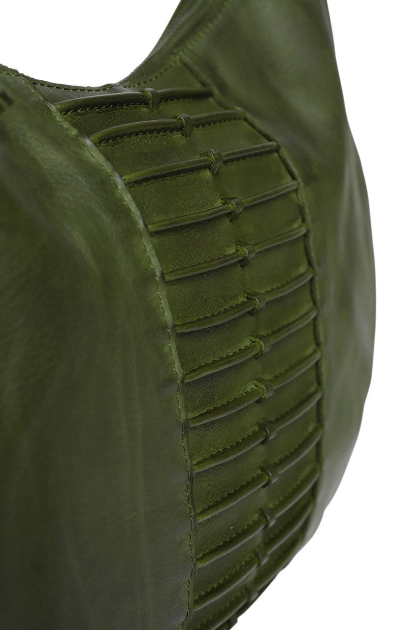 Ladies Leather Shoulder Bag/Hobo Style 7889 Olive